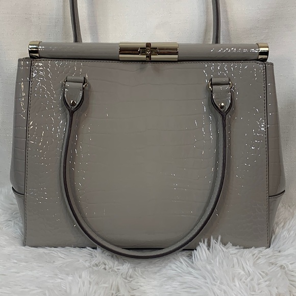 Kate Spade Gray Constance Embossed Crocodile Leather Handbag- NWT - Picture 1 of 16